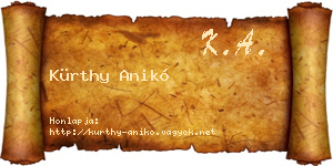 Kürthy Anikó névjegykártya